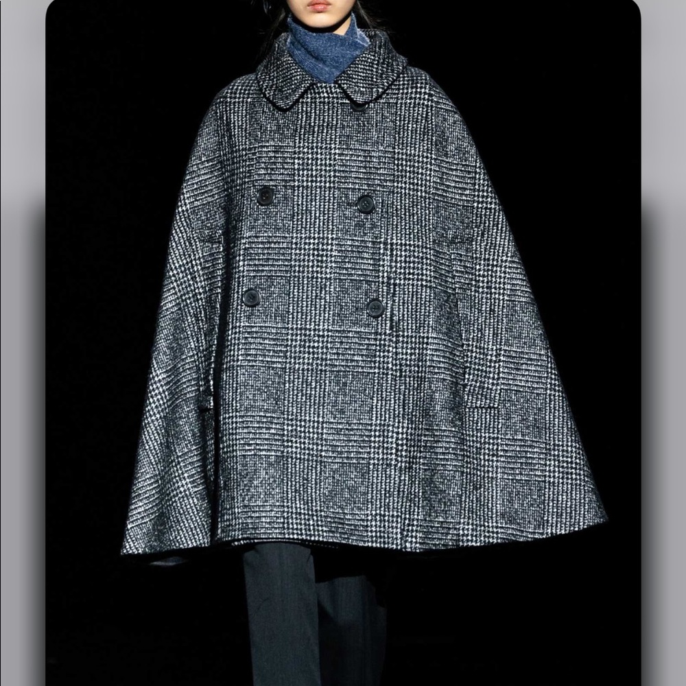 Marc Jacobs Collared Plaid Wool-Blend Cape